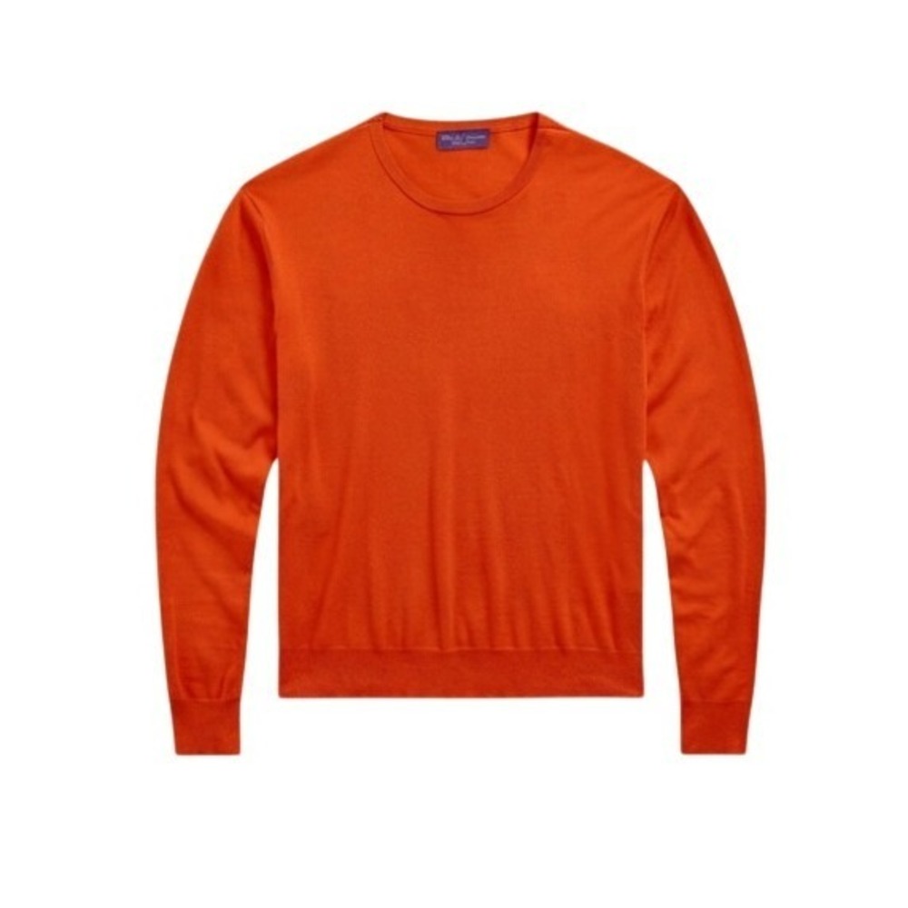 Ralph Lauren Purple Label Cashmere Blend Crewneck Sweater Bright Orange Knit M